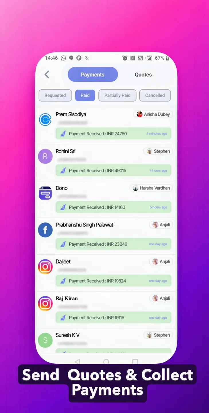 Open product image full screen Quote-to-payment flow — generate, send, collect, reconcile